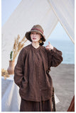 Kaia Linen Smoky Tea Brown Cheongsam Top