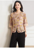 Twilight Loose Fit Yellow Purple Cheongsam Top