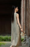 Willa Cotton-Linen Dirty Dye Cheongsam Dress