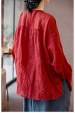 Cordelia Heroic Red Ramie Cheongsam Top