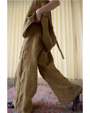Federica Linen Dapple Brown Cheongsam Top