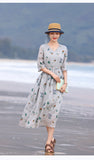 Altair Floral Embroidered Linen Cheongsam Dress