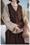 Leandra Linen Smoky Brown Cheongsam Vest