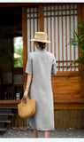 Eira Victory Gray A-Line Cheongsam Dress