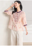 Venetia Purple Rice Flower Embroidered Cheongsam Top