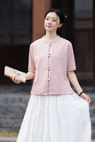 Lena Linen Petal Collar Cheongsam Top