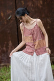 Patrician Linen Ramie Spliced Tie-Dye Tank Cheongsam Top