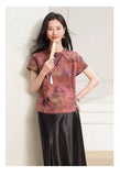 Scale Light Purple Pattern Silk Cheongsam Top