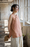 Cosmos Thin Tie-Dye Ramie Cotton Cheongsam Vest