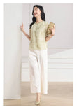 Ensemble Loose Polyester Short Sleeve Cheongsam Top