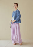 Marcella Hand-Painted Ramie Long Cheongsam Skirt