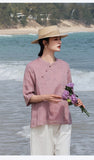 Imogen Lotus Pink Ramie Cheongsam Top