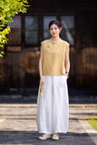 Fortune Linen Lilac Pink Cheongsam Top