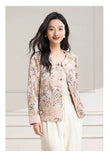 Bamboo Pink Floral Polyester Cheongsam Top