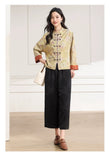 Diamond 2-Piece Yellow Orange Flower Cheongsam Set