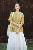 Nerissa Cotton-Ramie Tie-Dye Cheongsam Top