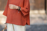 Regent Color-Block Raw Linen Cheongsam Top