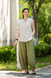 Georgiana Linen Mandarins Collar Cheongsam Top