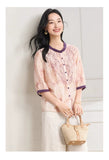 Venetia Purple Rice Flower Embroidered Cheongsam Top