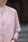 Lena Linen Petal Collar Cheongsam Top
