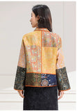 Yasmin Color-Block Polyester Short Cheongsam Coat