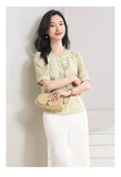 Ensemble Loose Polyester Short Sleeve Cheongsam Top