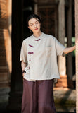 Arabella Linen Tencel Cheongsam Top