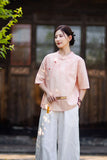 Rhiannon Tie-Dye Cotton-Linen Cheongsam Top