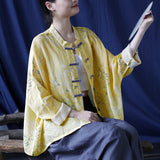 Coronet Linen Digital Print Cheongsam Top