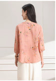 Veronica Embroidered Ramie Cheongsam Shirt