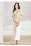 Ensemble Loose Polyester Short Sleeve Cheongsam Top