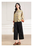 Diamond 2-Piece Yellow Orange Flower Cheongsam Set