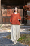 Regent Color-Block Raw Linen Cheongsam Top