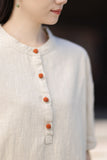 Pearl Linen Color Loose Cheongsam Top