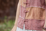 Patrician Linen Ramie Spliced Tie-Dye Tank Cheongsam Top