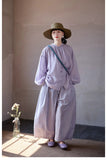 Spica Purple Jade Cotton Wide-Leg Cheongsam Pants