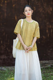 Nerissa Cotton-Ramie Tie-Dye Cheongsam Top
