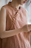 Cosmos Thin Tie-Dye Ramie Cotton Cheongsam Vest