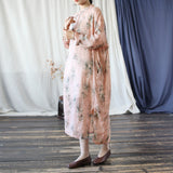 Petra Peach Cotton-Linen Cheongsam Dress