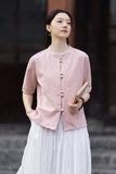 Lena Linen Petal Collar Cheongsam Top