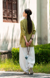 Bryony Linen Frog-Button Cheongsam Top