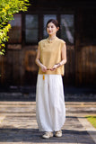 Fortune Linen Lilac Pink Cheongsam Top