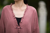Philippa Loose Batwing Sleeve Ramie Cheongsam Coat