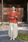 Regent Color-Block Raw Linen Cheongsam Top