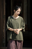 Dusk Ramie Blend Cheongsam Top