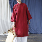 Chloe Wine Floral Cotton Cheongsam Dress
