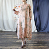 Petra Peach Cotton-Linen Cheongsam Dress