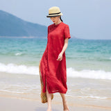 Isolde Red Embroidered Cheongsam Dress
