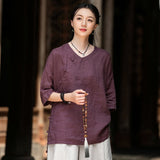 Bryony Linen Frog-Button Cheongsam Top
