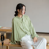Undine Light Green Tie-Dye Cheongsam Cardigan